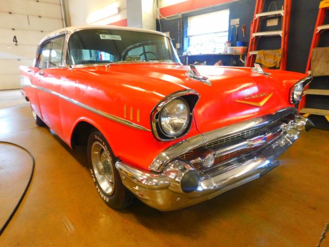 1957 Red Chevrolet Bel Air/150/210 Sedan