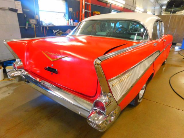 1957 Red Chevrolet Bel Air/150/210 Sedan