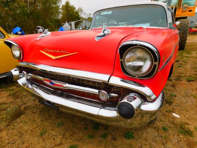 1957 Red Chevrolet Bel Air/150/210 Sedan