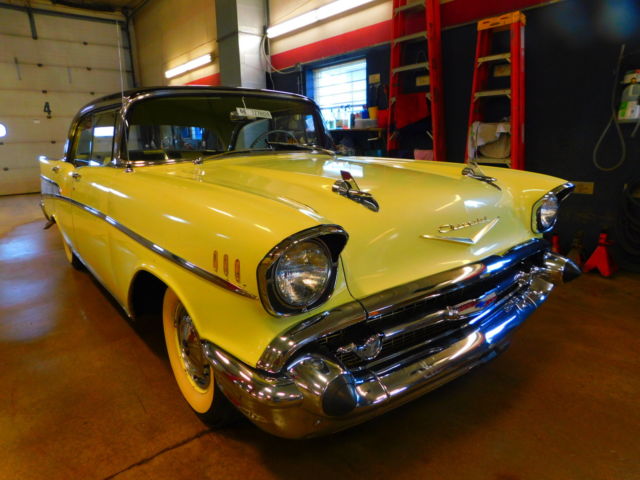 1957 Yellow Chevrolet Bel Air/150/210 Sedan