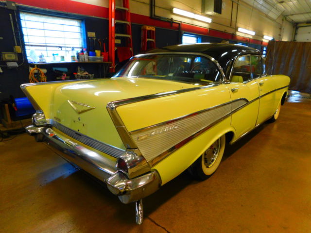1957 Yellow Chevrolet Bel Air/150/210 Sedan
