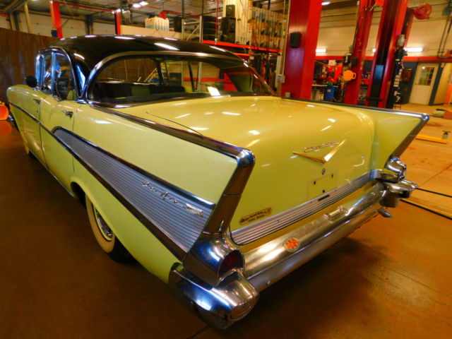 1957 Yellow Chevrolet Bel Air/150/210 Sedan