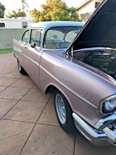 1957 Dusk Pearl/Ivory White Chevrolet Bel Air/150/210 2 door post