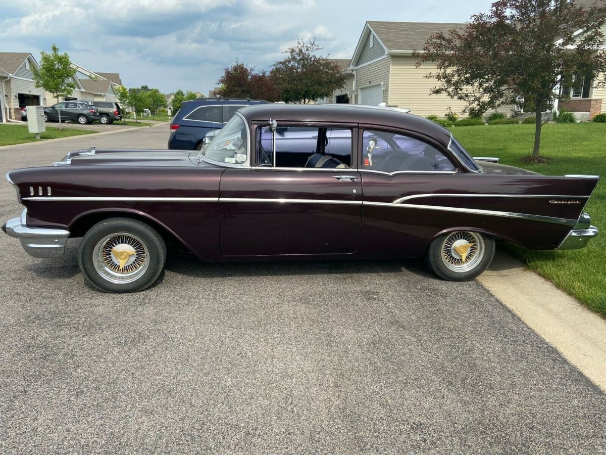 1957 Bing Cherry Chevrolet Bel Air/150/210 Sedan