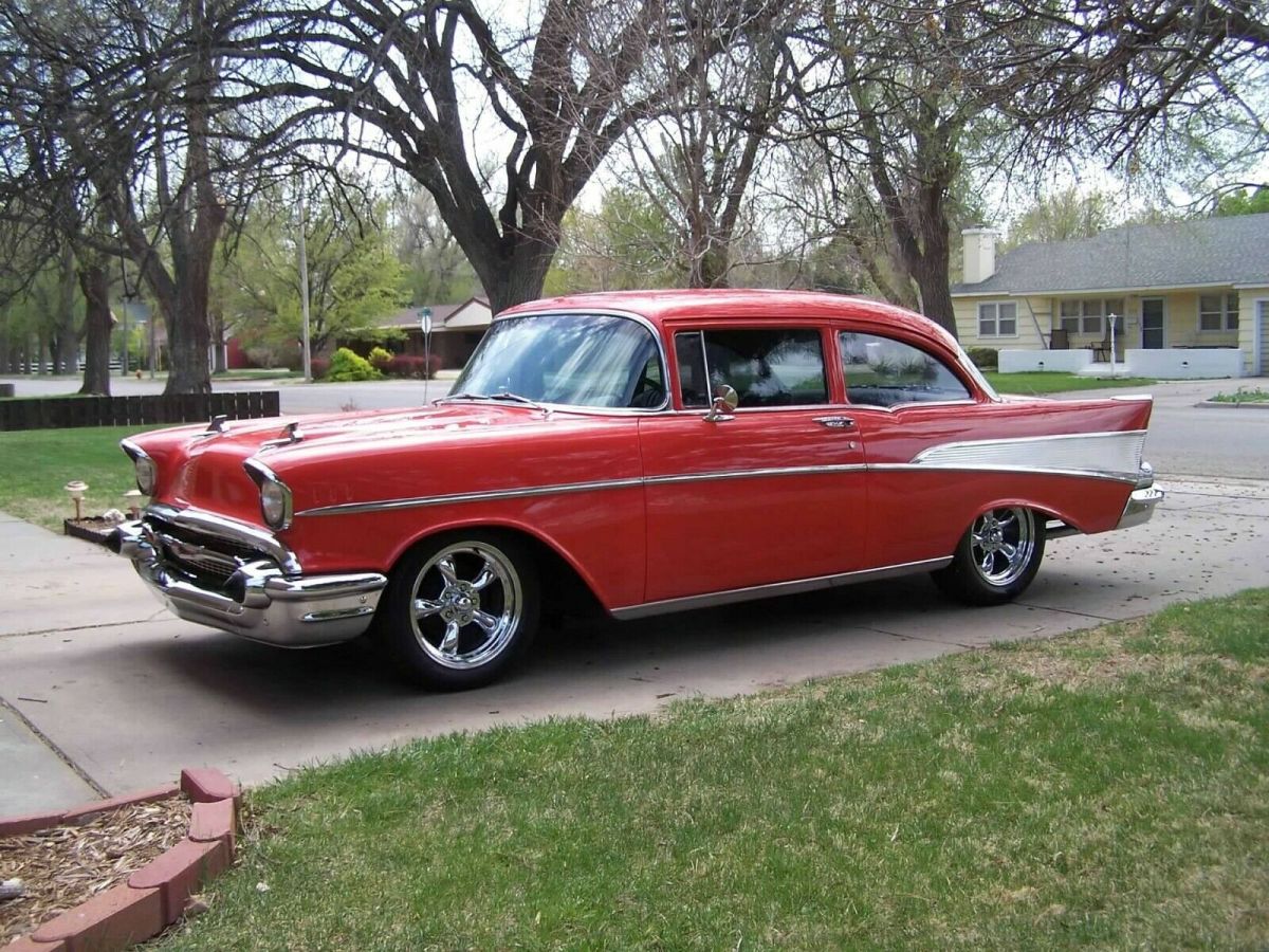 1957 Orange Chevrolet Bel Air/150/210 Sedan