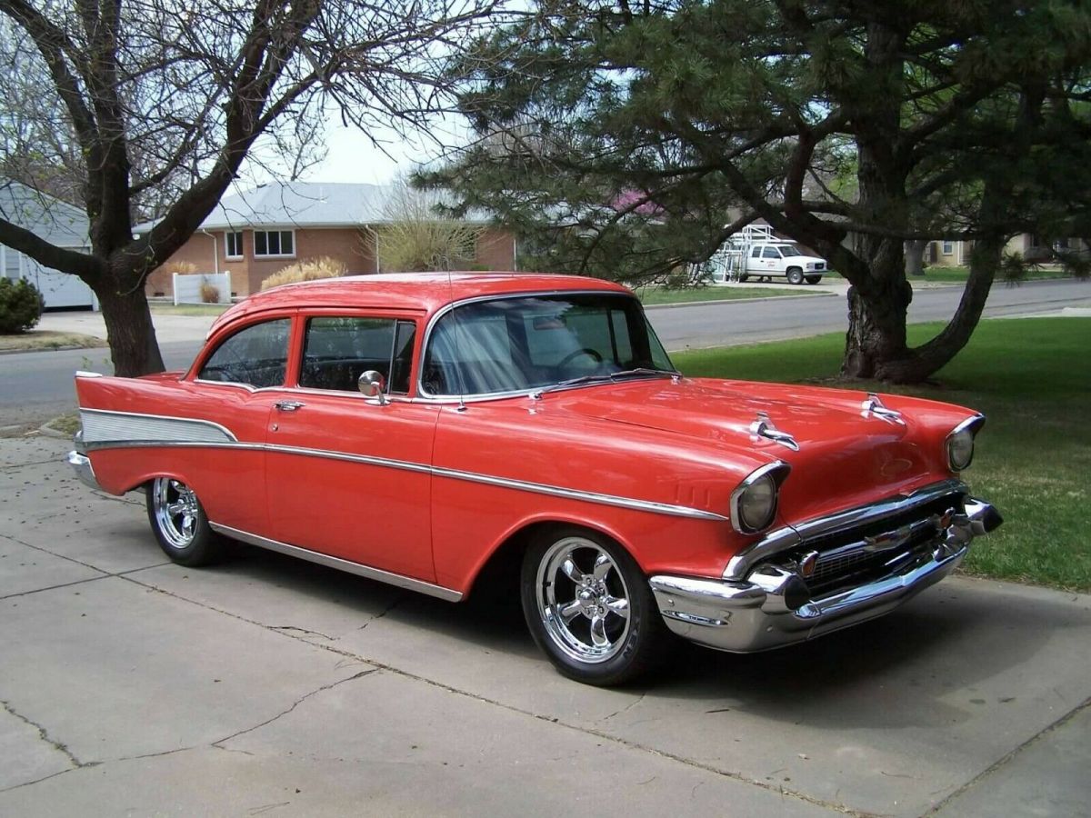 1957 Orange Chevrolet Bel Air/150/210 Sedan