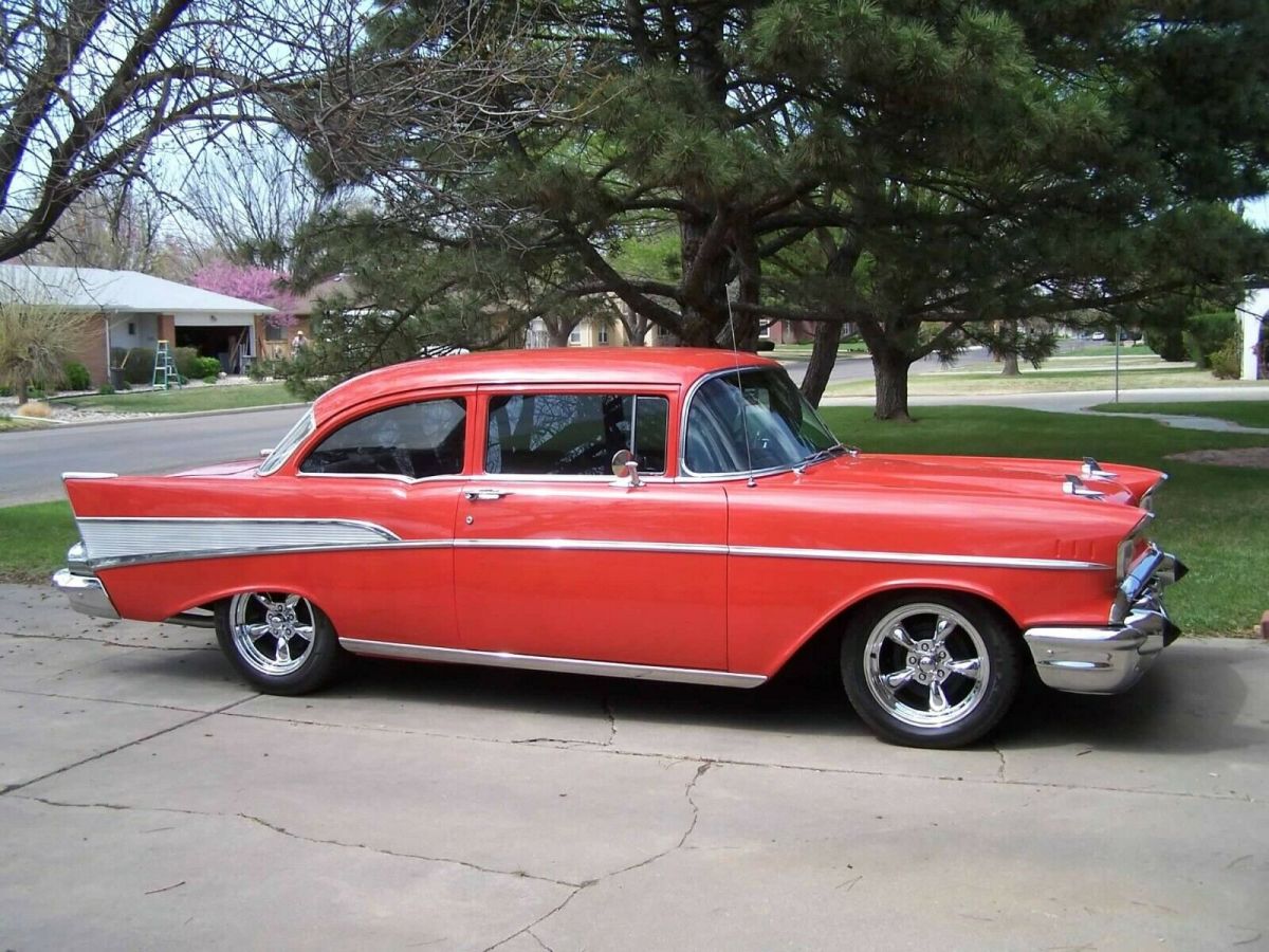 1957 Orange Chevrolet Bel Air/150/210 Sedan