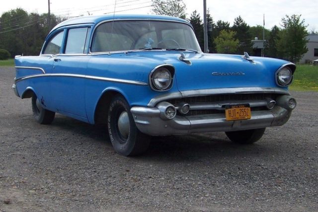 1957 Blue Chevrolet Bel Air/150/210 2dr sedan