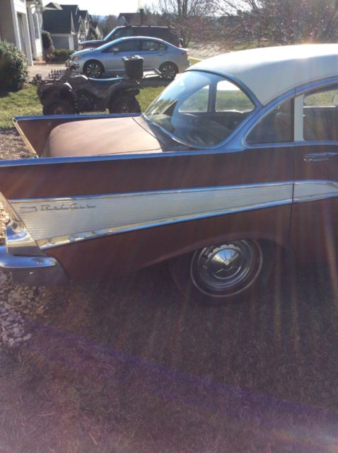 1957 Bronze/white Chevrolet Bel Air/150/210 Sedan