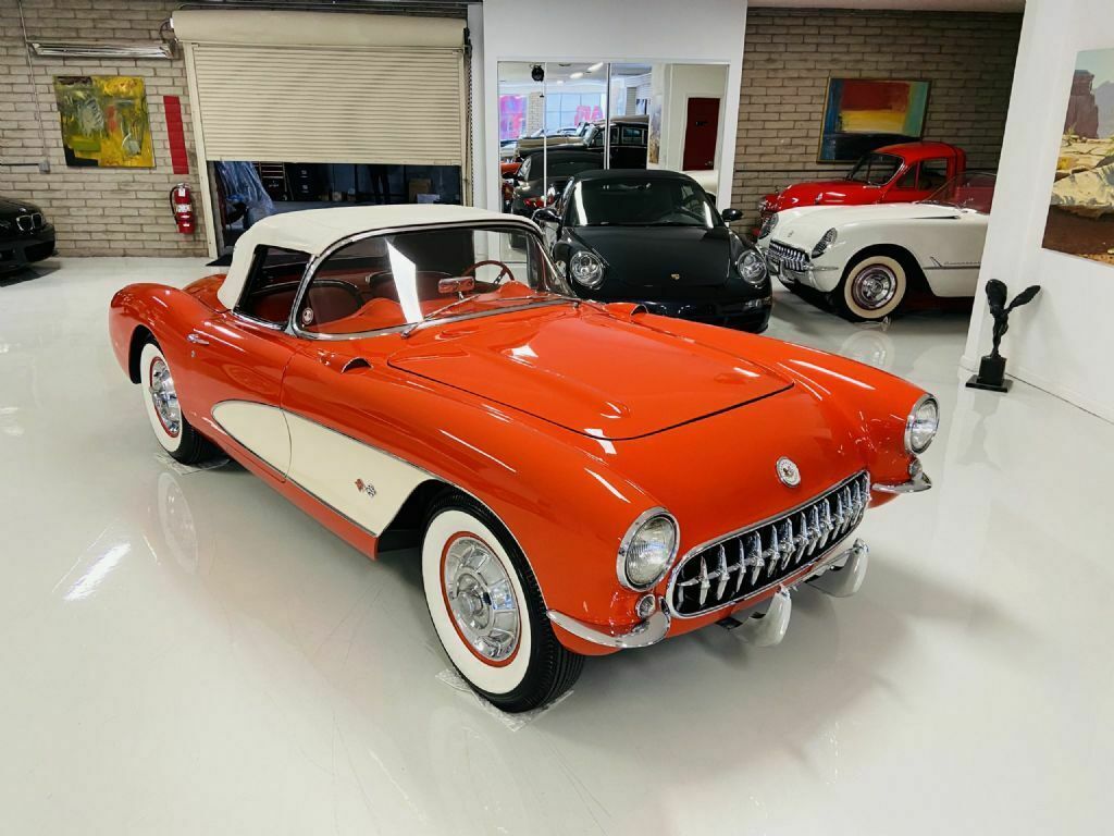 1957 Orange Chevrolet Corvette Convertible