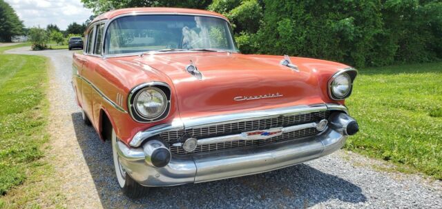 1957 Red Chevrolet Bel Air/150/210 Sedan