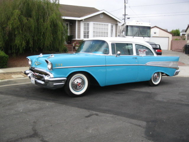 1957 turq/white Chevrolet Bel Air/150/210 sedan