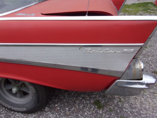 1957 red Chevrolet Bel Air/150/210 2 door ht
