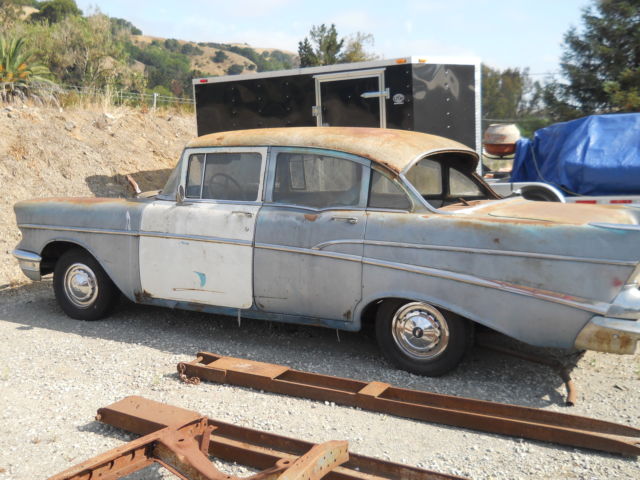 1957 Green Chevrolet Bel Air/150/210 4 door Sedan