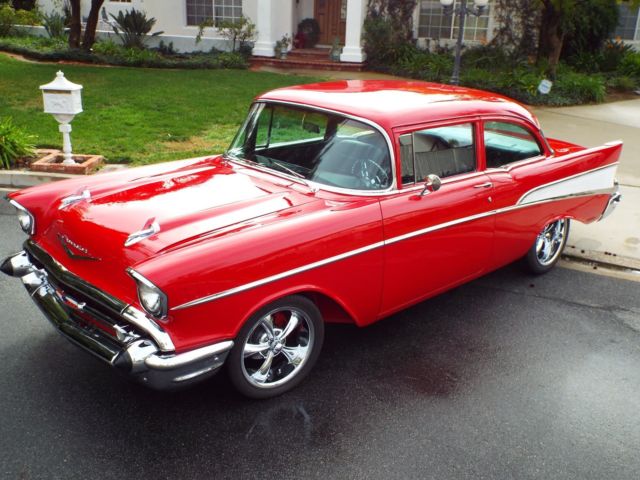 1957 Red Chevrolet Bel Air/150/210 Sedan