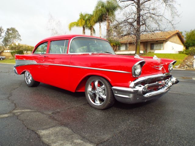 1957 Red Chevrolet Bel Air/150/210 Sedan