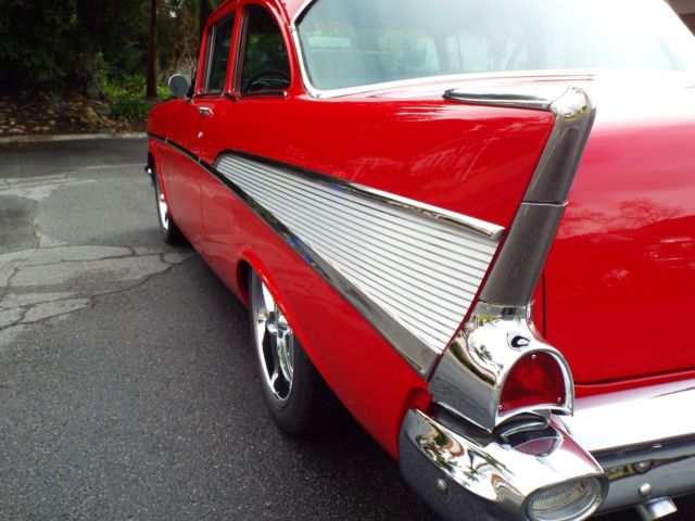 1957 Red Chevrolet Bel Air/150/210 Sedan