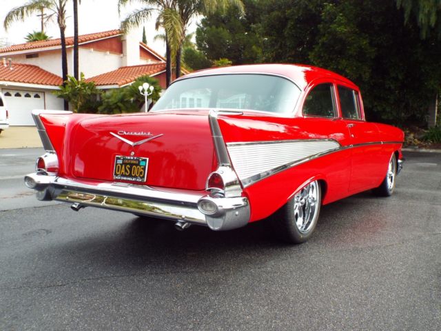 1957 Red Chevrolet Bel Air/150/210 Sedan