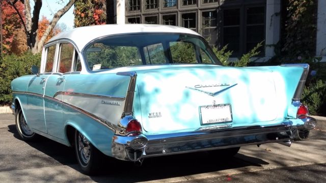 1957 Two-tone white/blue Chevrolet Bel Air/150/210 Sedan