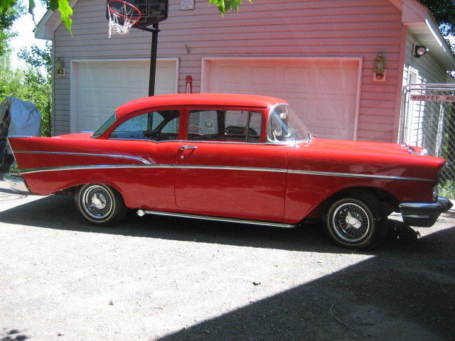 1957 Red Chevrolet Bel Air/150/210 Sedan