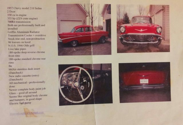 1957 Red Chevrolet Bel Air/150/210 Sedan