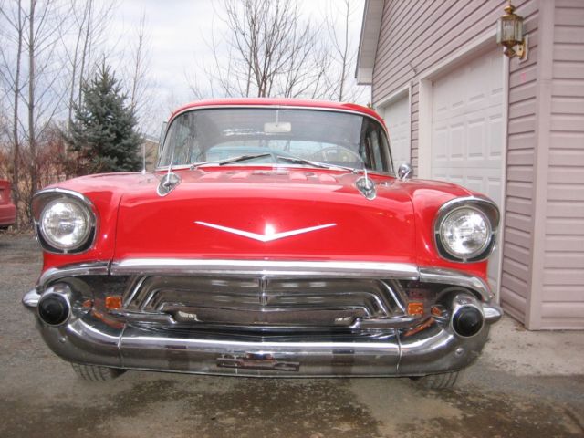 1957 Red Chevrolet Bel Air/150/210 Sedan