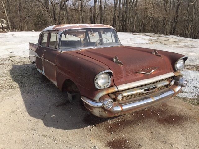 1957 Yellow Chevrolet Bel Air/150/210 Sedan