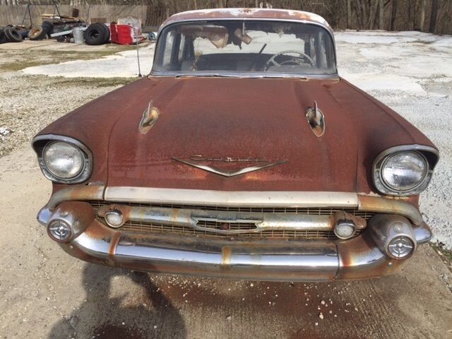 1957 Yellow Chevrolet Bel Air/150/210 Sedan