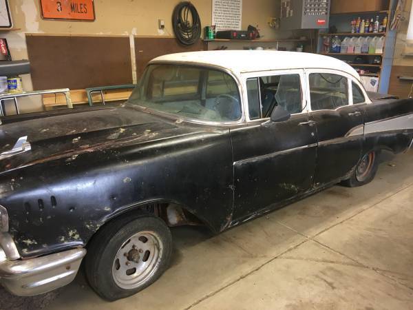 1957 Black Chevrolet Bel Air/150/210 Sedan