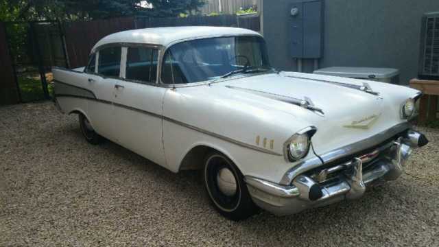 1957 White Chevrolet Bel Air/150/210 Coupe