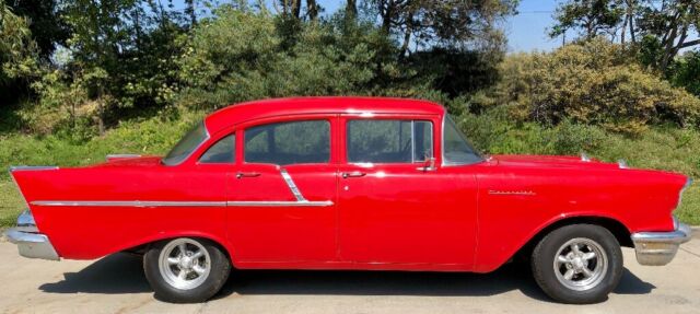 1957 Red Chevrolet Bel Air/150/210 Sedan