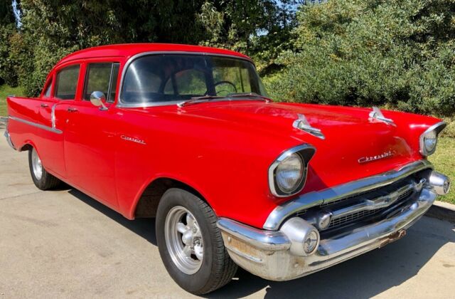 1957 Red Chevrolet Bel Air/150/210 Sedan