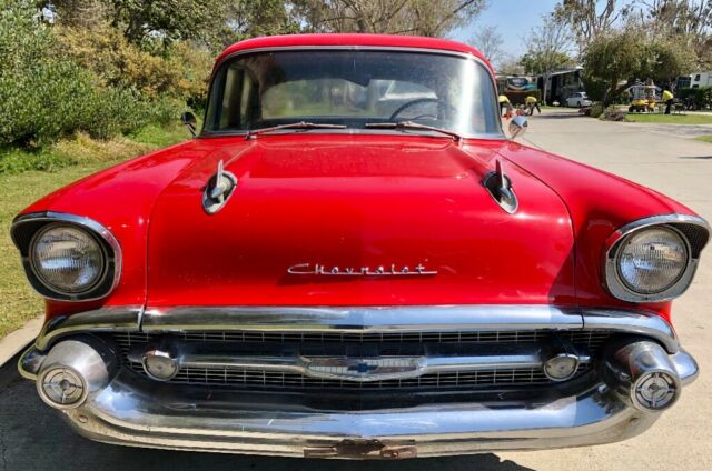1957 Red Chevrolet Bel Air/150/210 Sedan