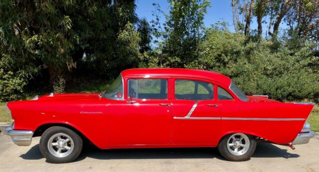 1957 Red Chevrolet Bel Air/150/210 Sedan