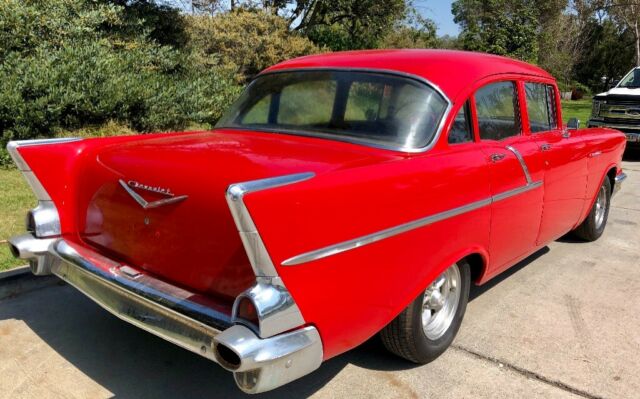 1957 Red Chevrolet Bel Air/150/210 Sedan