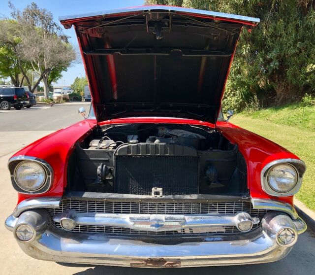 1957 Red Chevrolet Bel Air/150/210 Sedan