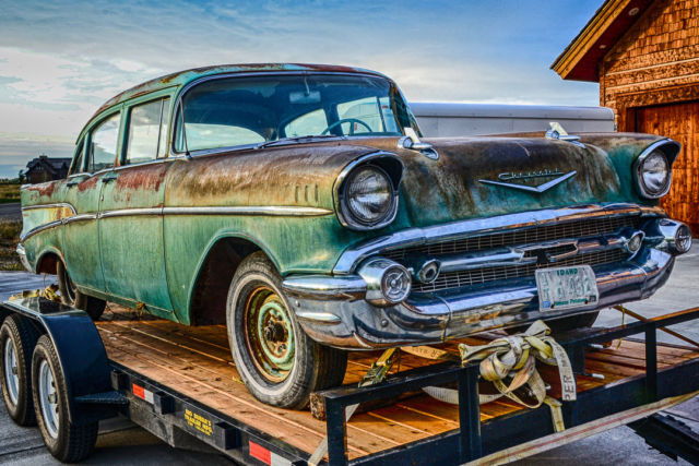 1957 Green Chevrolet Bel Air/150/210 sedan