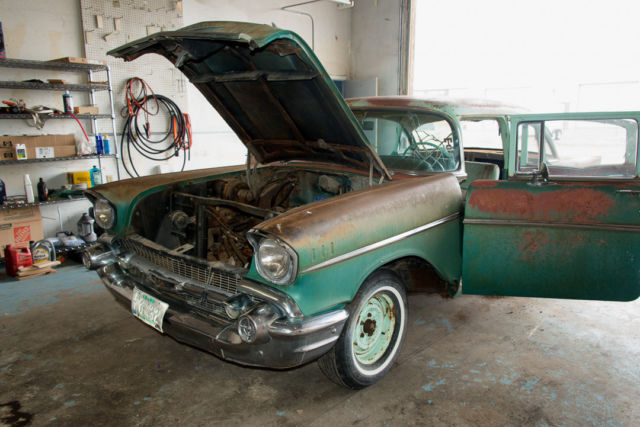 1957 Green Chevrolet Bel Air/150/210 sedan