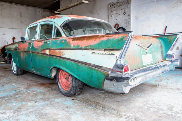 1957 Green Chevrolet Bel Air/150/210 sedan