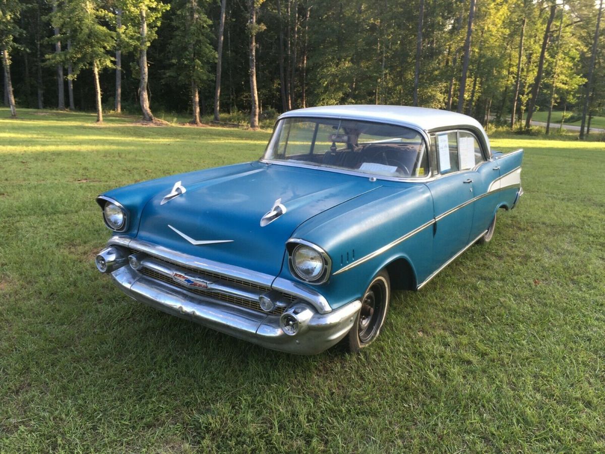 1957 Blue Chevrolet Bel Air/150/210 Sedan
