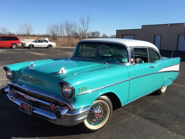 1957 Tropical Turquoise w / India Ivory Top Chevrolet Bel Air/150/210 Coupe