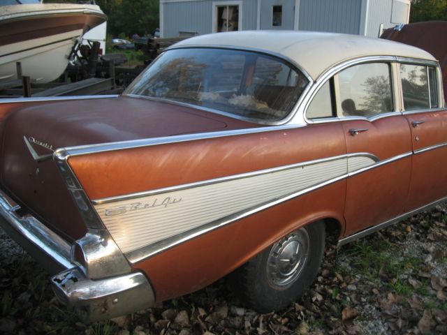 1957 Siera Gold and Ivory Chevrolet Bel Air/150/210 Sedan