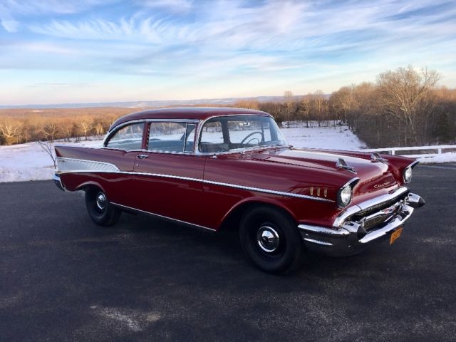 1957 Red Chevrolet Bel Air/150/210 Coupe