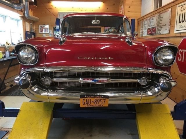 1957 Red Chevrolet Bel Air/150/210 Coupe
