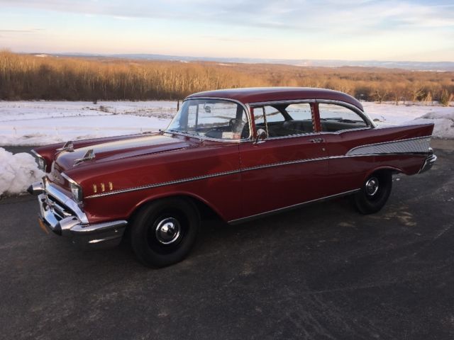 1957 Red Chevrolet Bel Air/150/210 Coupe