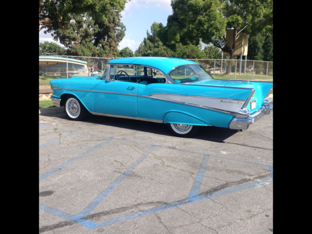 1957 Turquoise Chevrolet Bel Air/150/210 2 Door Hard Top No Post