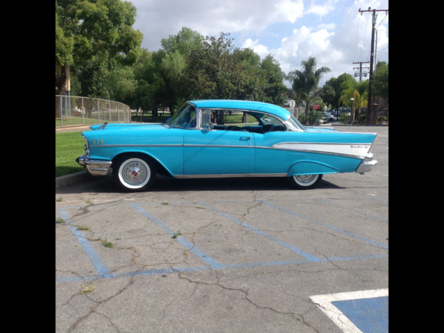 1957 Turquoise Chevrolet Bel Air/150/210 2 Door Hard Top No Post