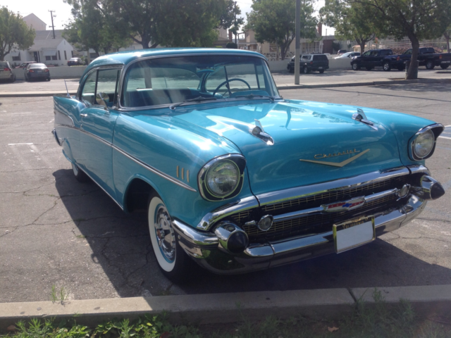 1957 Turquoise Chevrolet Bel Air/150/210 2 Door Hard Top No Post