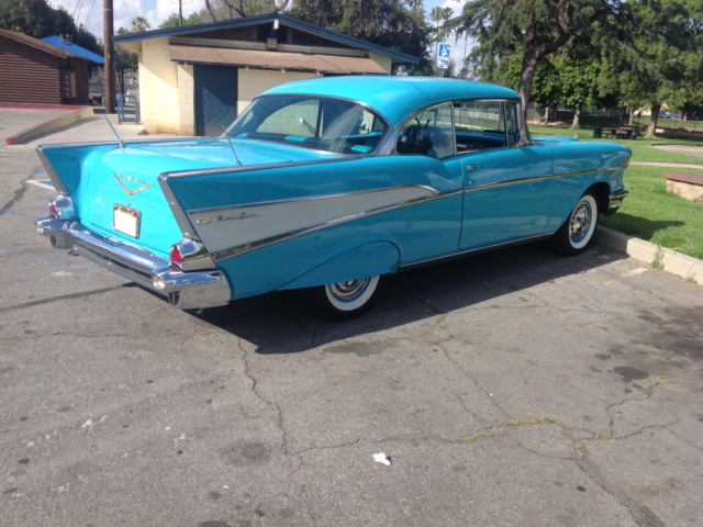 1957 Turquoise Chevrolet Bel Air/150/210 2 Door Hard Top No Post