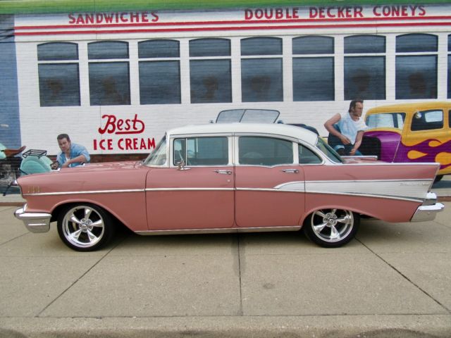 1957 Coral and Ivory Chevrolet Bel Air/150/210 Sedan